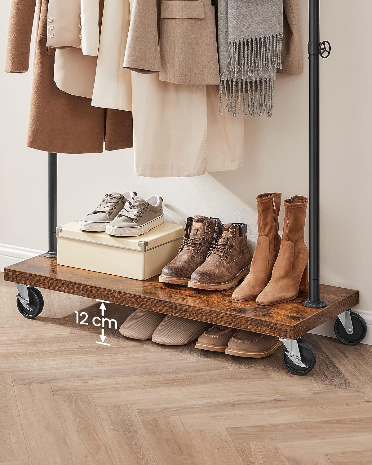 Clothes Rack Rustic Brown Black - Cosy Abode