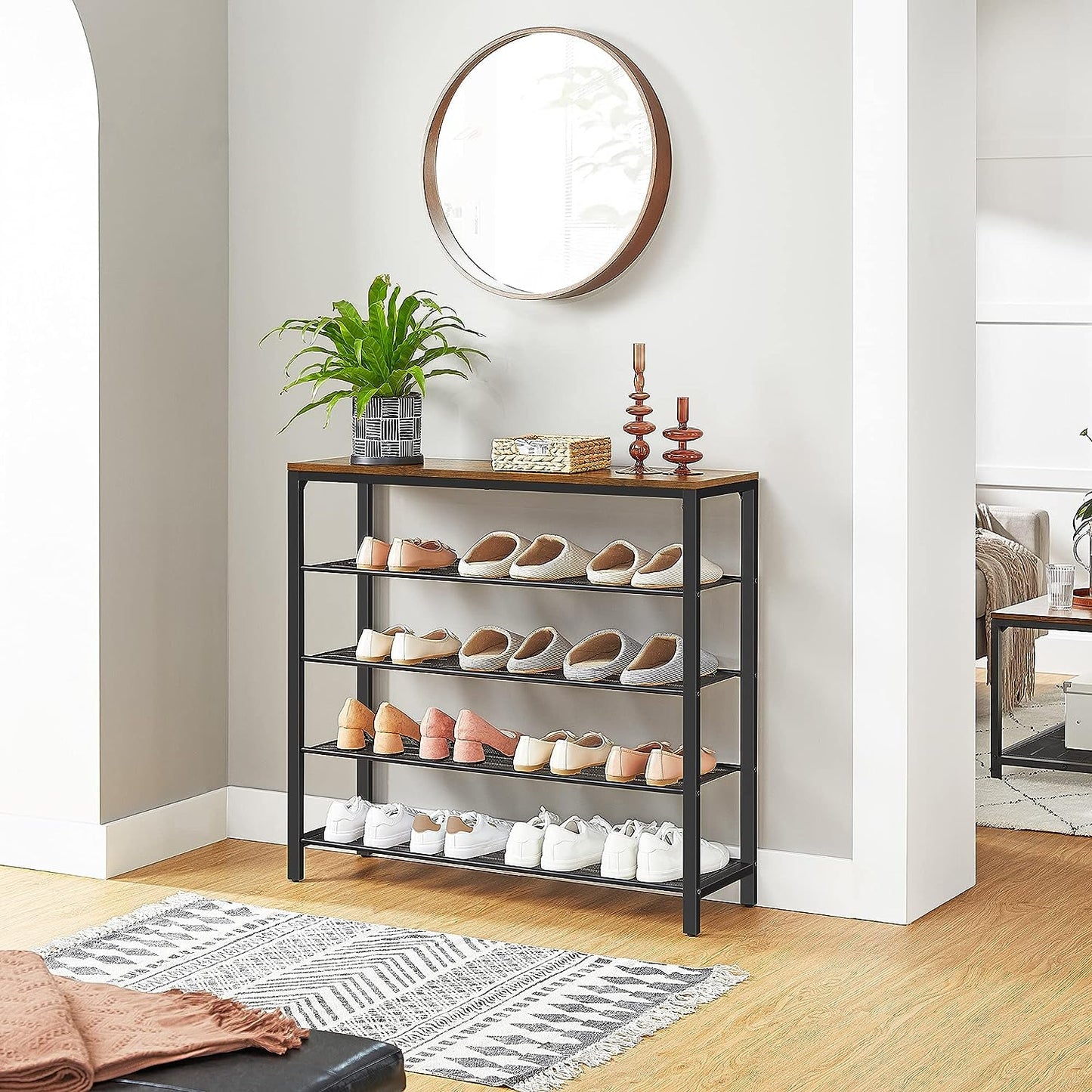 Shoe Rack Storage Organiser 4 Shelves - Cosy Abode