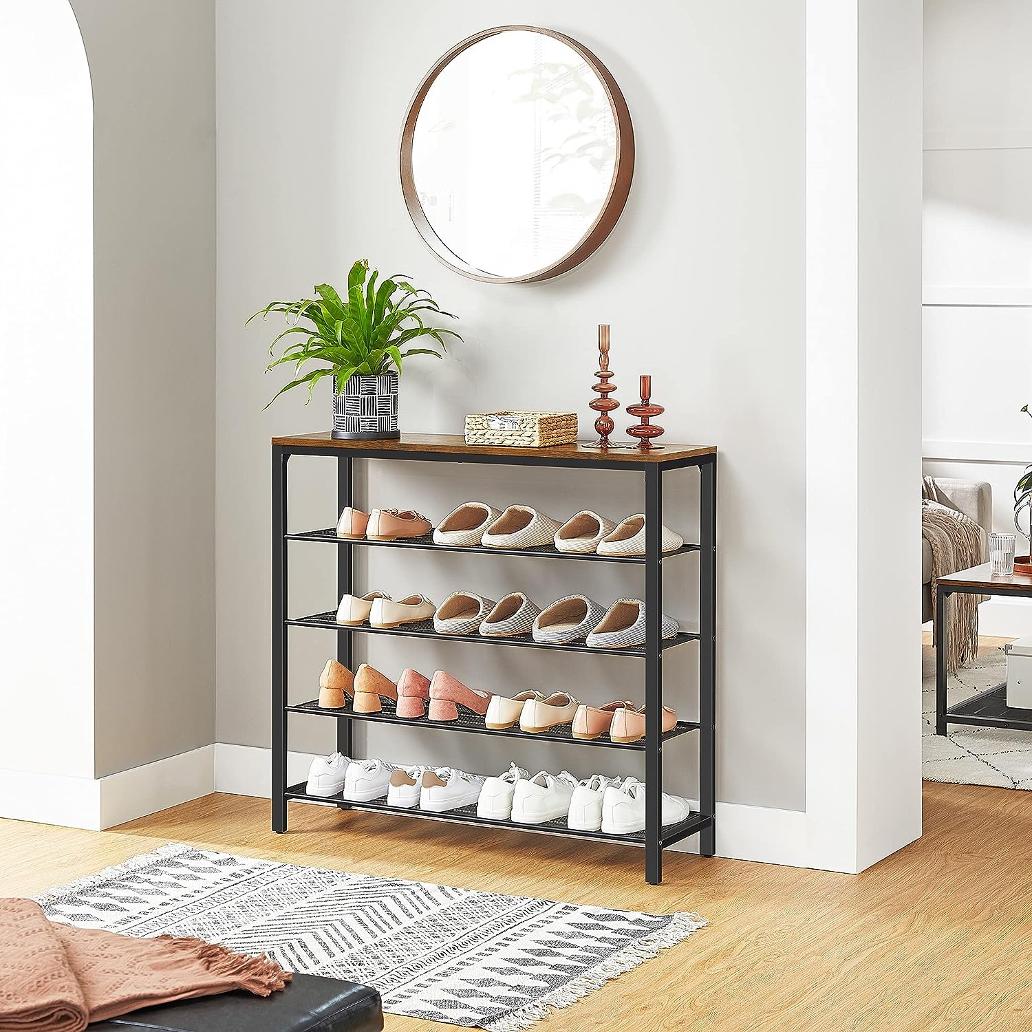 Shoe Rack Storage Organiser 4 Shelves - Cosy Abode