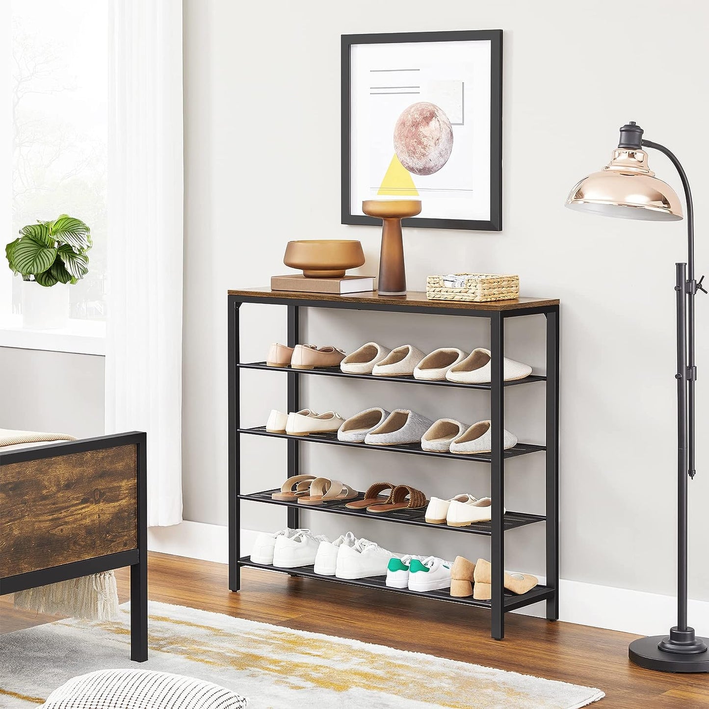 Shoe Rack Storage Organiser 4 Shelves - Cosy Abode