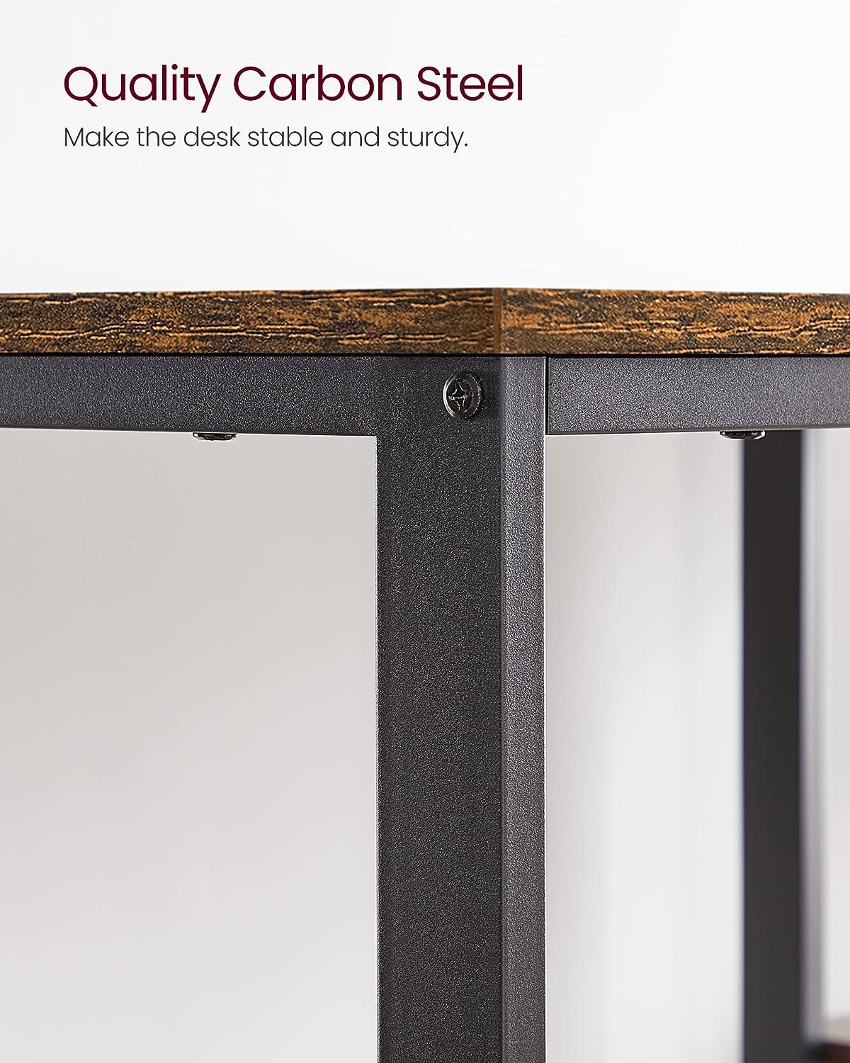 Computer Desk 2 Shelves Rustic, Brown Black - Cosy Abode
