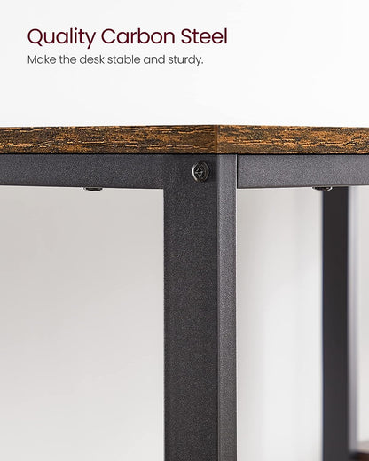 Computer Desk 2 Shelves Rustic, Brown Black - Cosy Abode