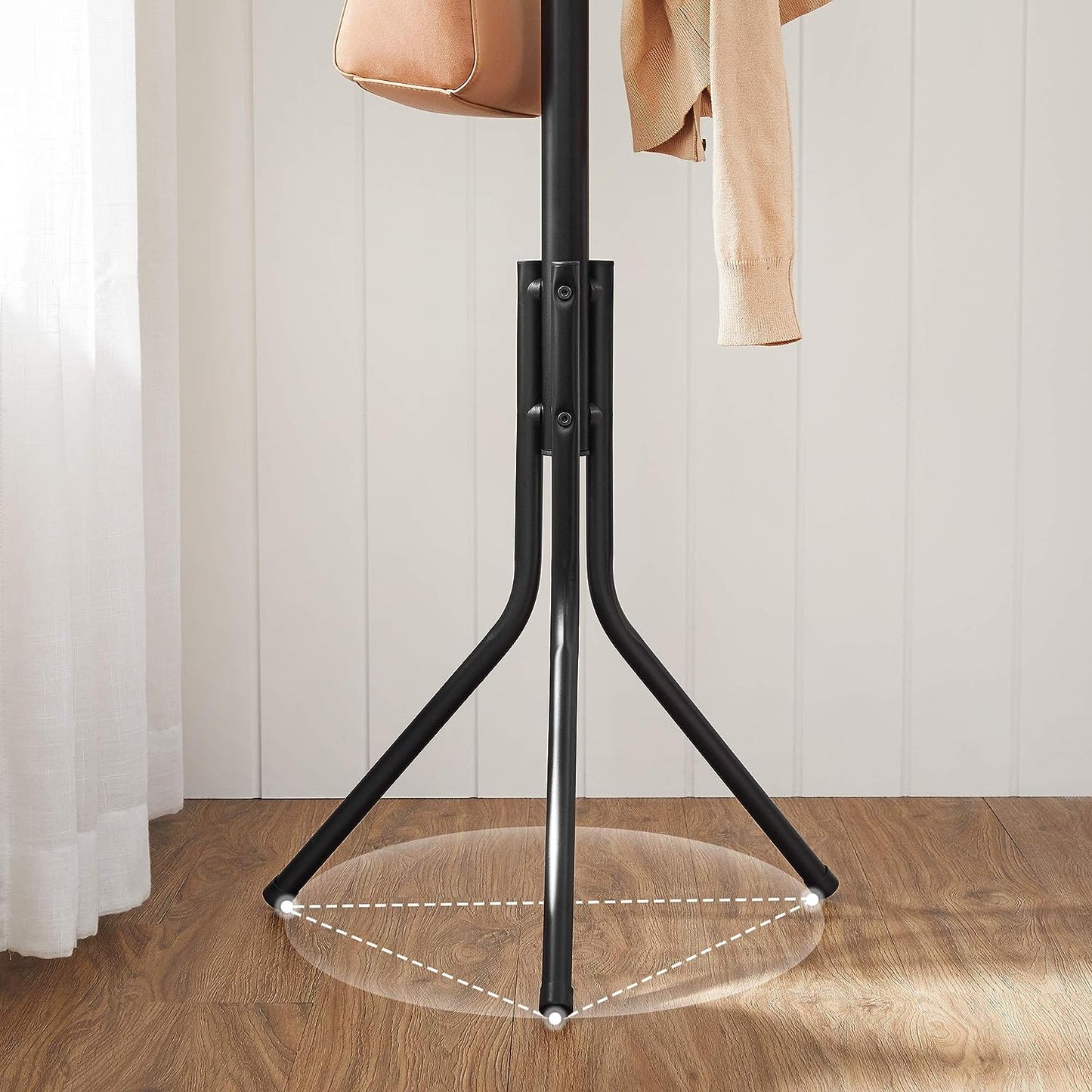 Metal Coat Rack Stand Hat Hanger, Black, 182cm - Cosy Abode