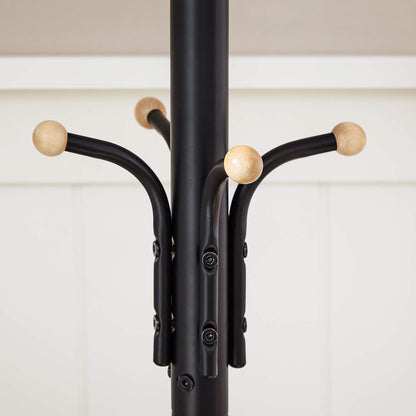 Metal Coat Rack Stand Hat Hanger, Black, 182cm - Cosy Abode
