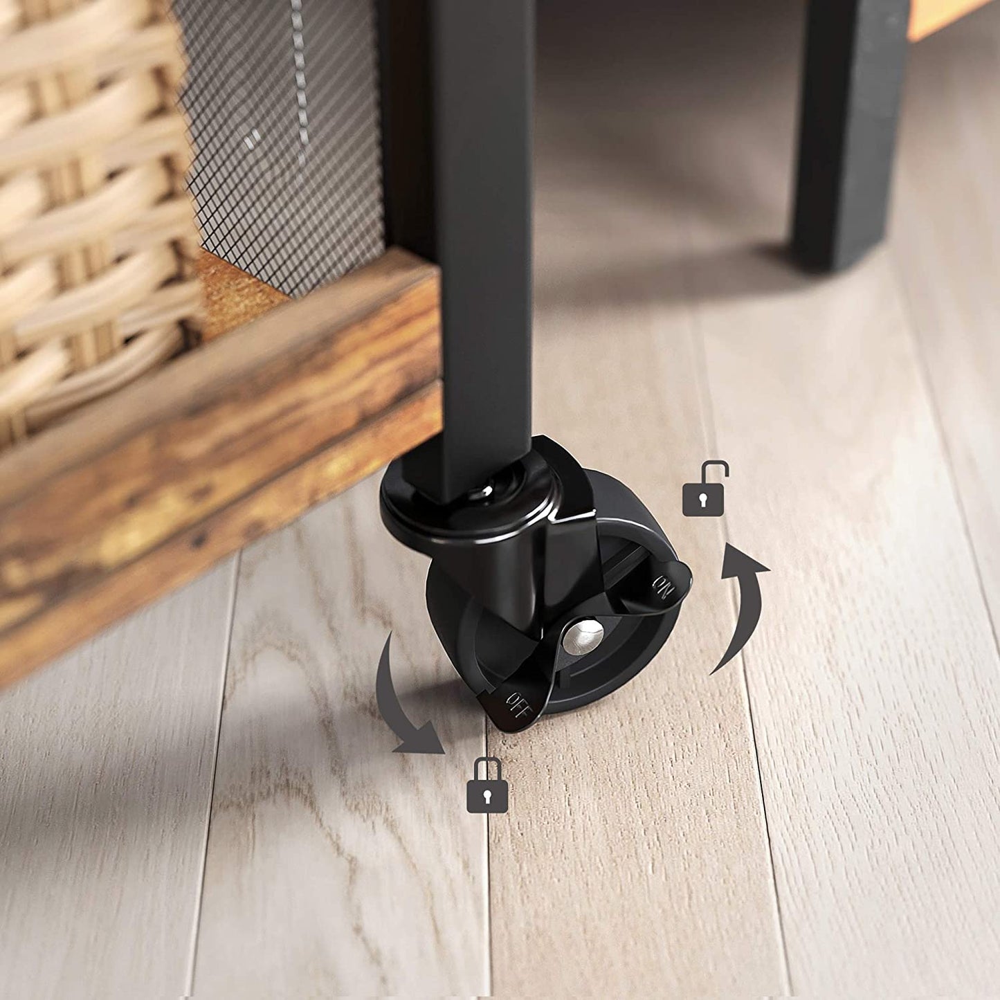 Rustic Brown Kitchen Trolley Rolling Cart with Steel Structure (66 x 26 x 85 cm) - Cosy Abode