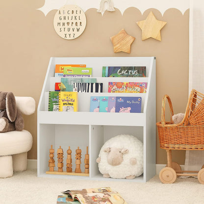Kids Shelving Unit 3 Shelves 2 Compartments - Cosy Abode