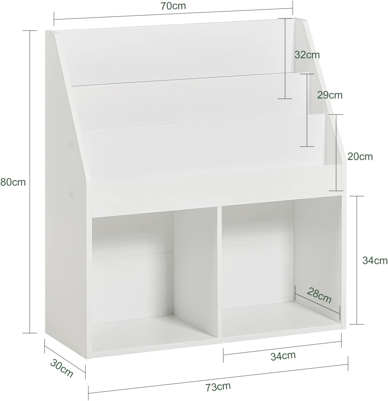 Kids Shelving Unit 3 Shelves 2 Compartments - Cosy Abode