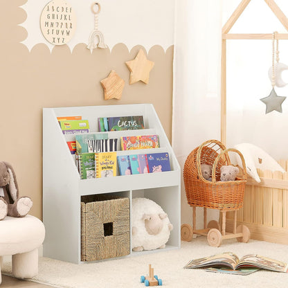 Kids Shelving Unit 3 Shelves 2 Compartments - Cosy Abode