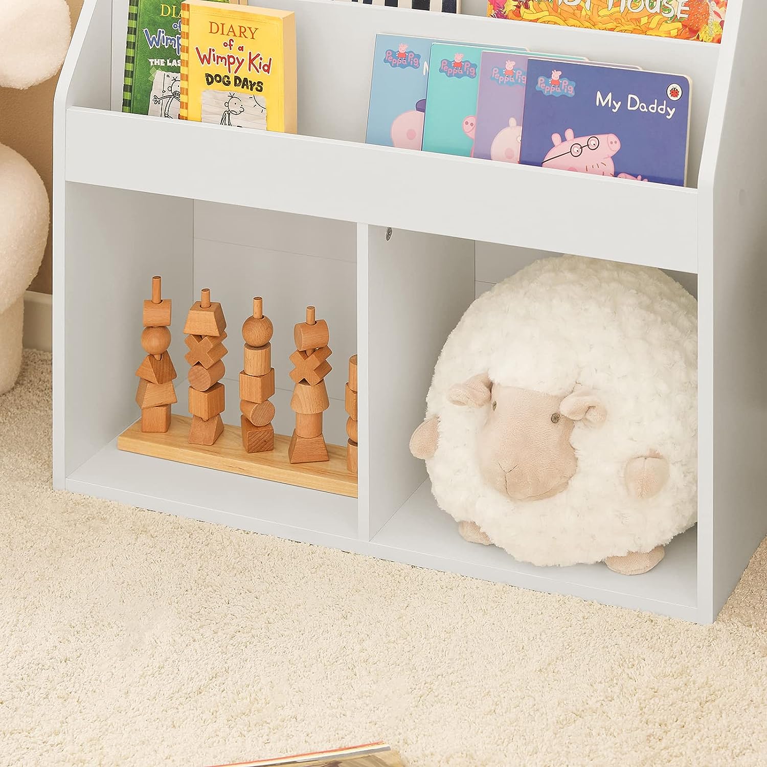 Kids Shelving Unit 3 Shelves 2 Compartments - Cosy Abode