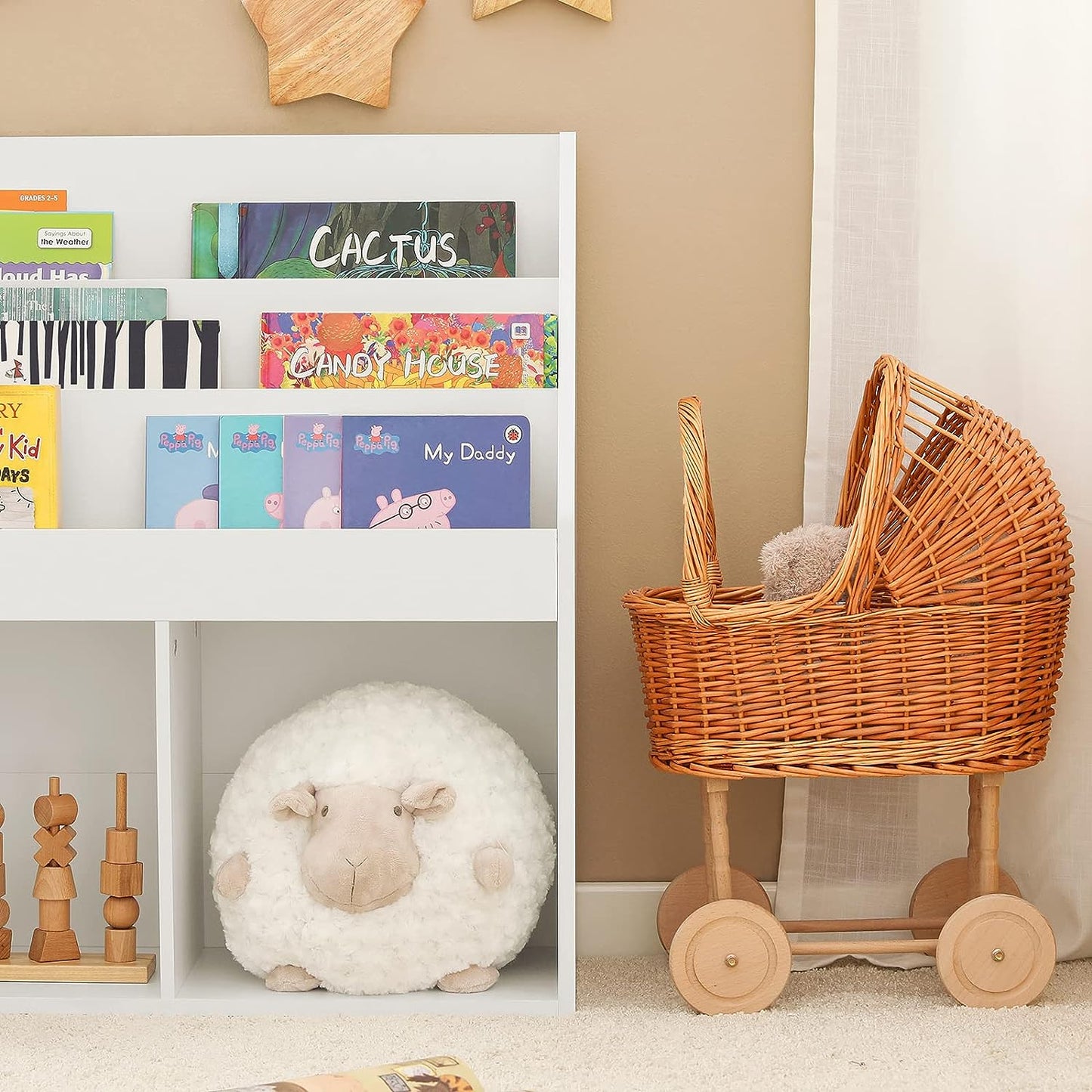 Kids Shelving Unit 3 Shelves 2 Compartments - Cosy Abode