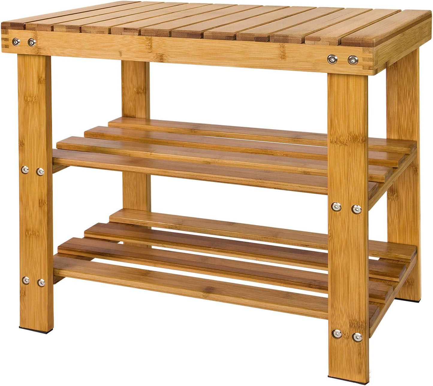 Bamboo Shoe Bench Rack Storage with shelves - Cosy Abode