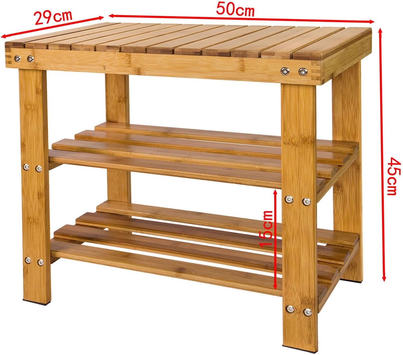 Bamboo Shoe Bench Rack Storage with shelves - Cosy Abode