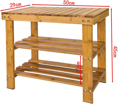 Bamboo Shoe Bench Rack Storage with shelves - Cosy Abode