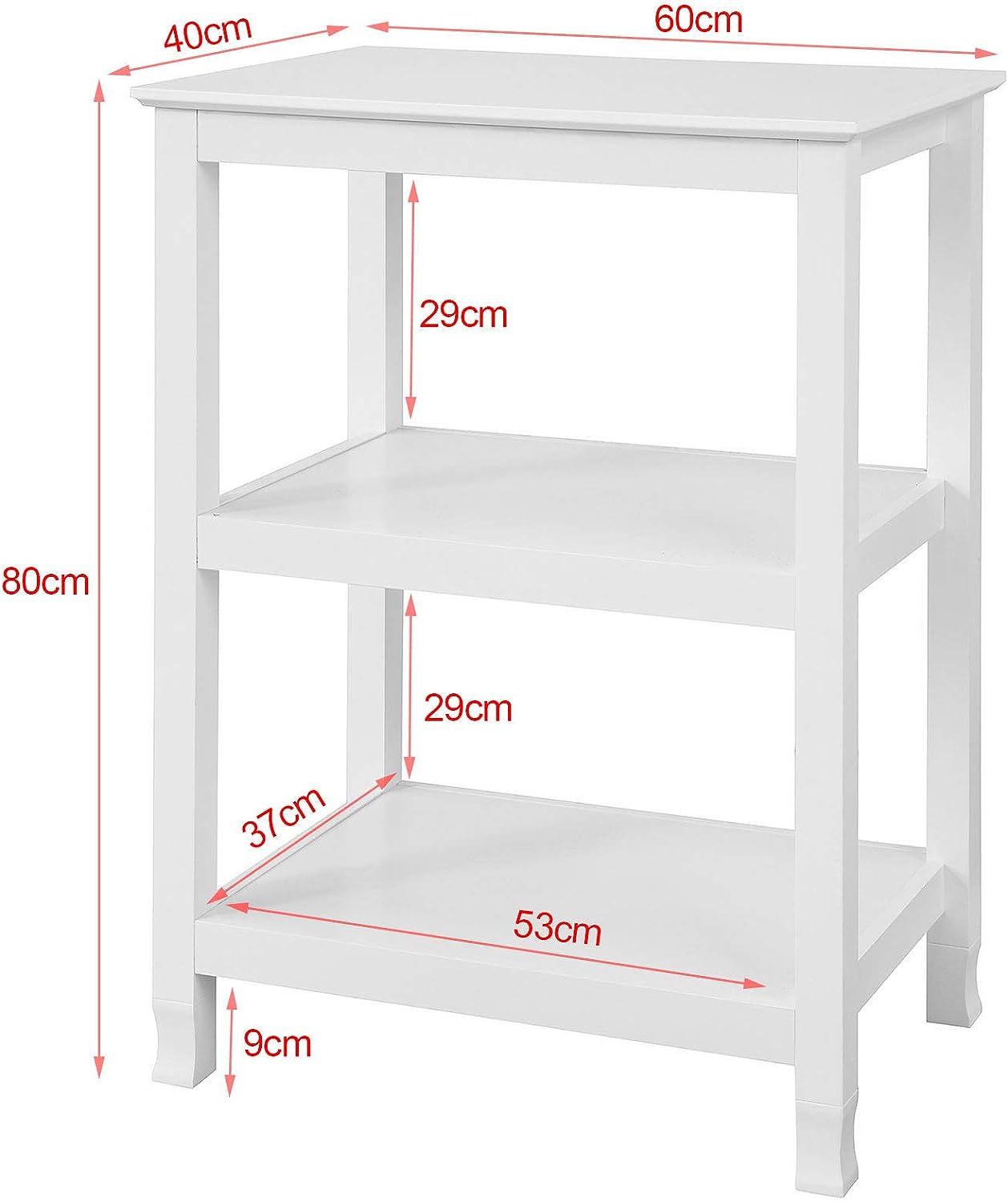 Console Table 3 Shelves, White - Cosy Abode