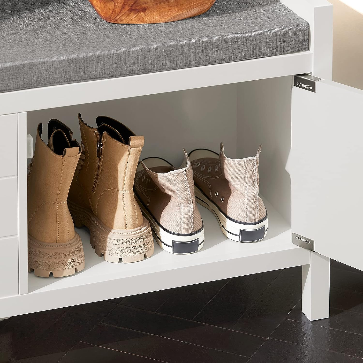 Shoe Bench Shoe Rack Cabinet Hallway, White - Cosy Abode