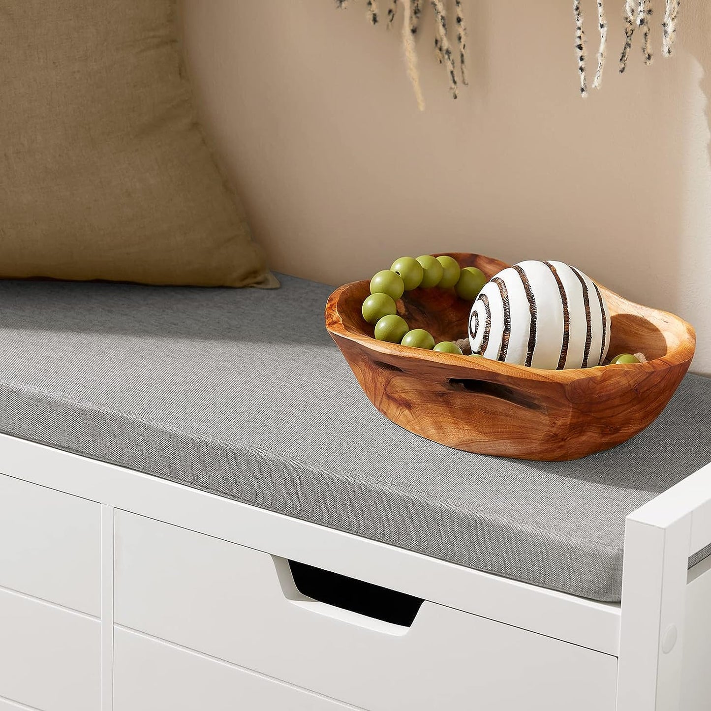 Shoe Bench Shoe Rack Cabinet Hallway, White - Cosy Abode