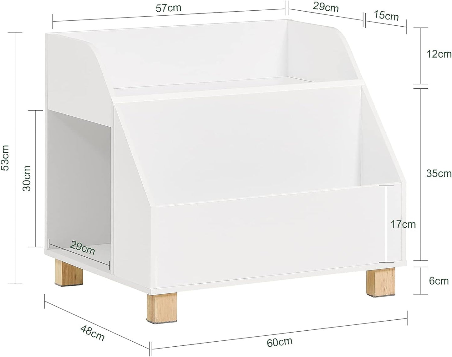 Kids Storage Bookcase 3 Compartments, White - Cosy Abode