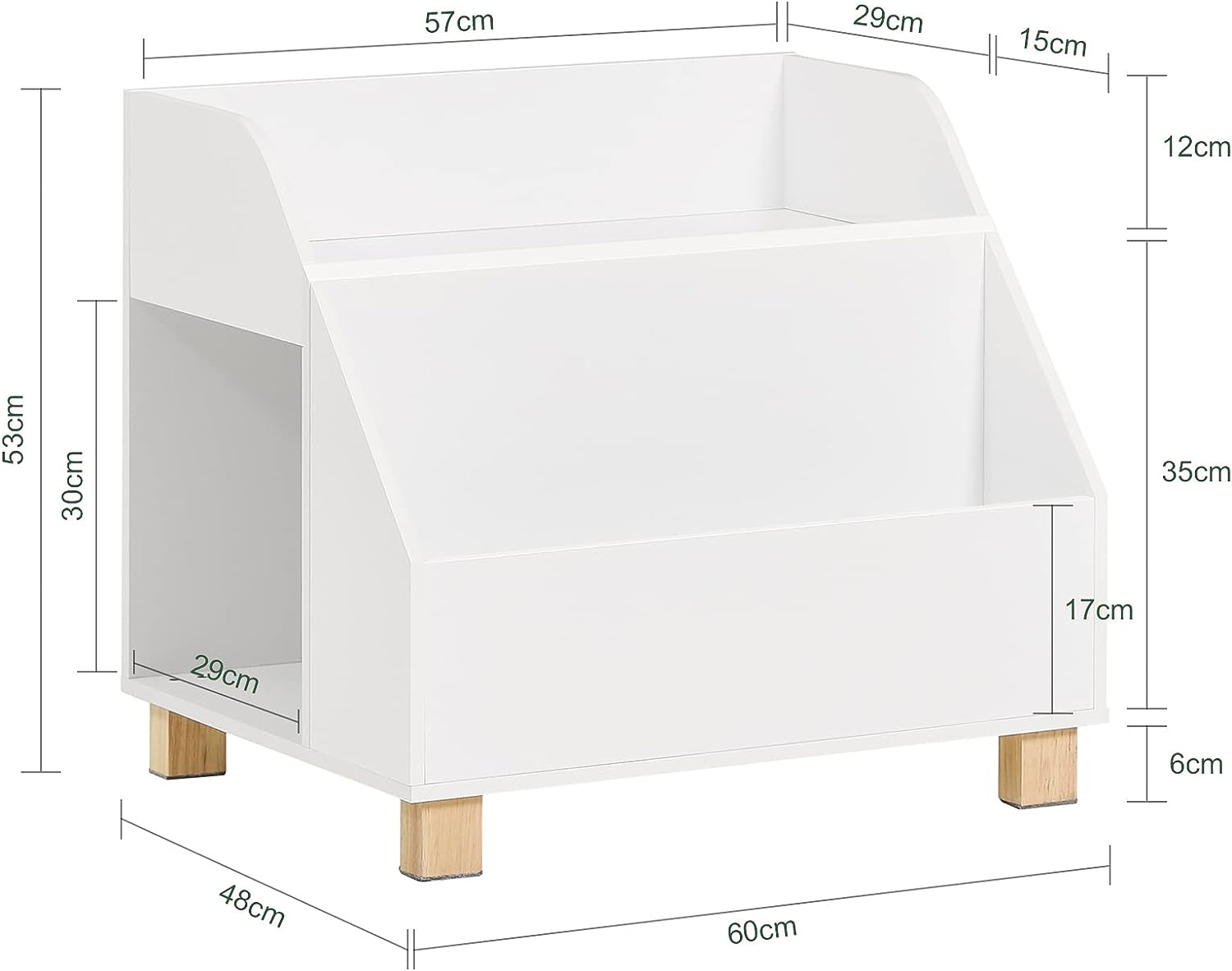 Kids Storage Bookcase 3 Compartments, White - Cosy Abode