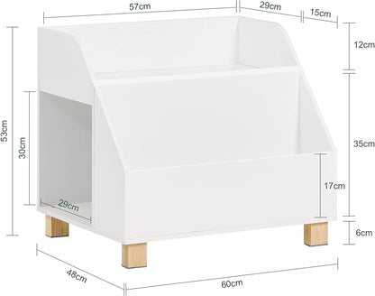 Kids Storage Bookcase 3 Compartments, White - Cosy Abode