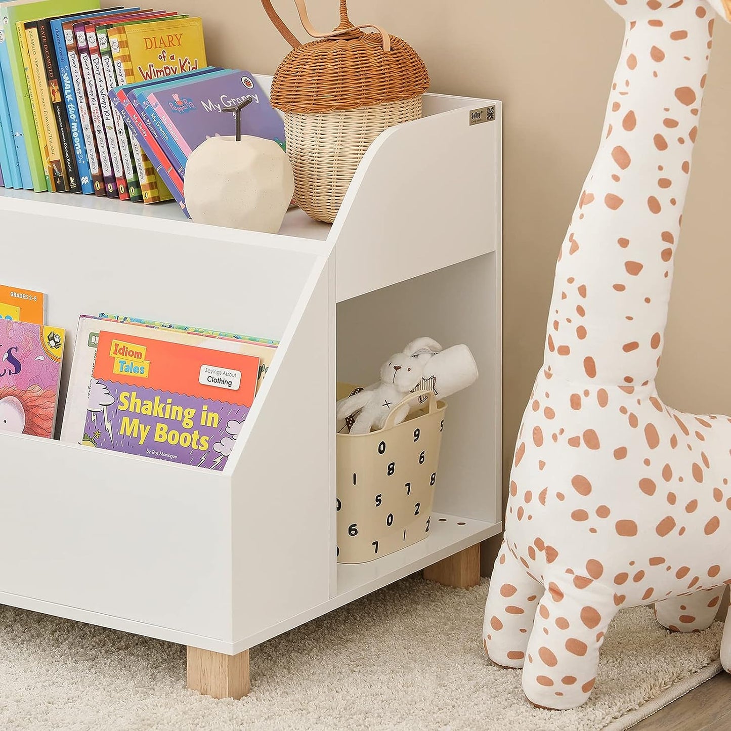 Kids Storage Bookcase 3 Compartments, White - Cosy Abode