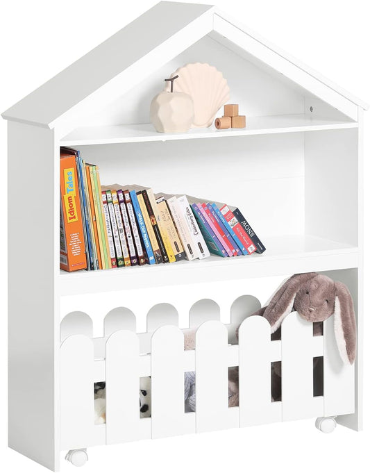 Kids Bookcase Shelf Storage Mobile Toy Chest - Cosy Abode