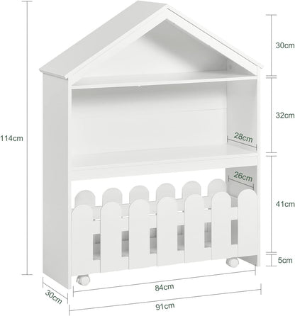 Kids Bookcase Shelf Storage Mobile Toy Chest - Cosy Abode