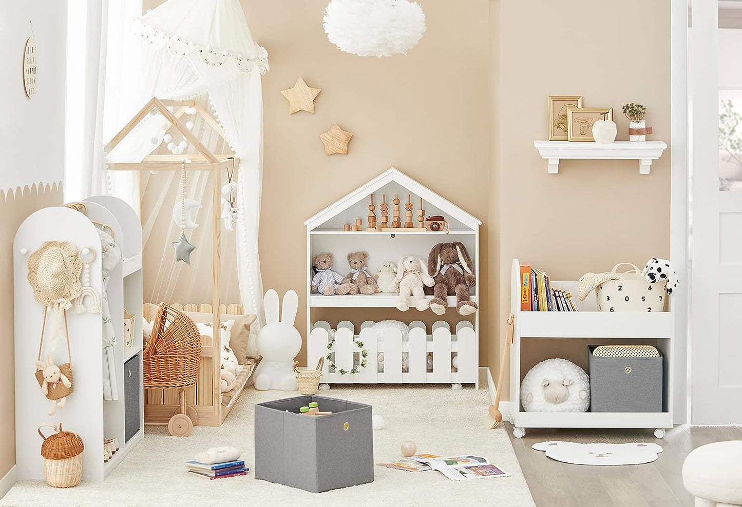 Kids Bookcase Shelf Storage Mobile Toy Chest - Cosy Abode