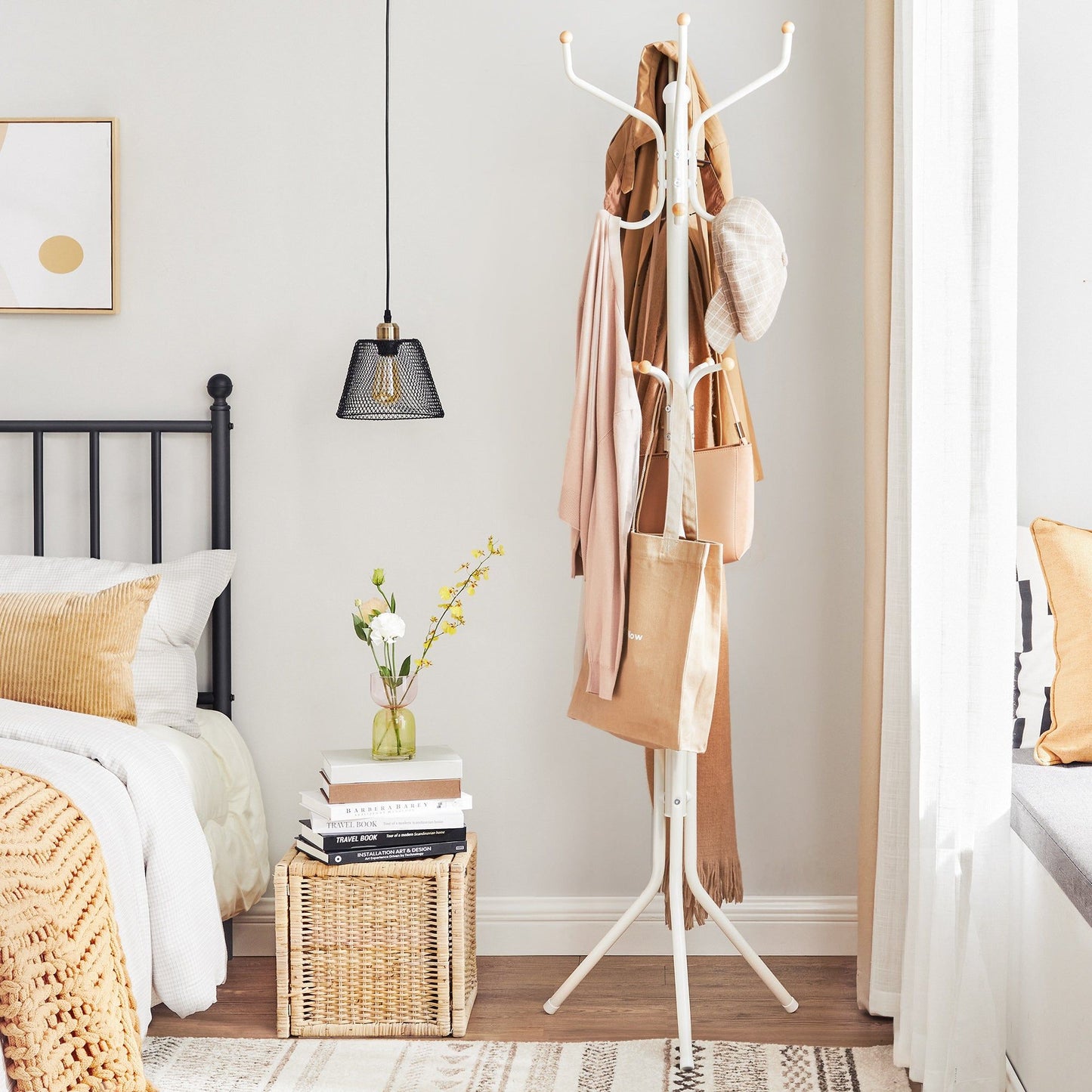 Metal Coat Rack ,White - Cosy Abode