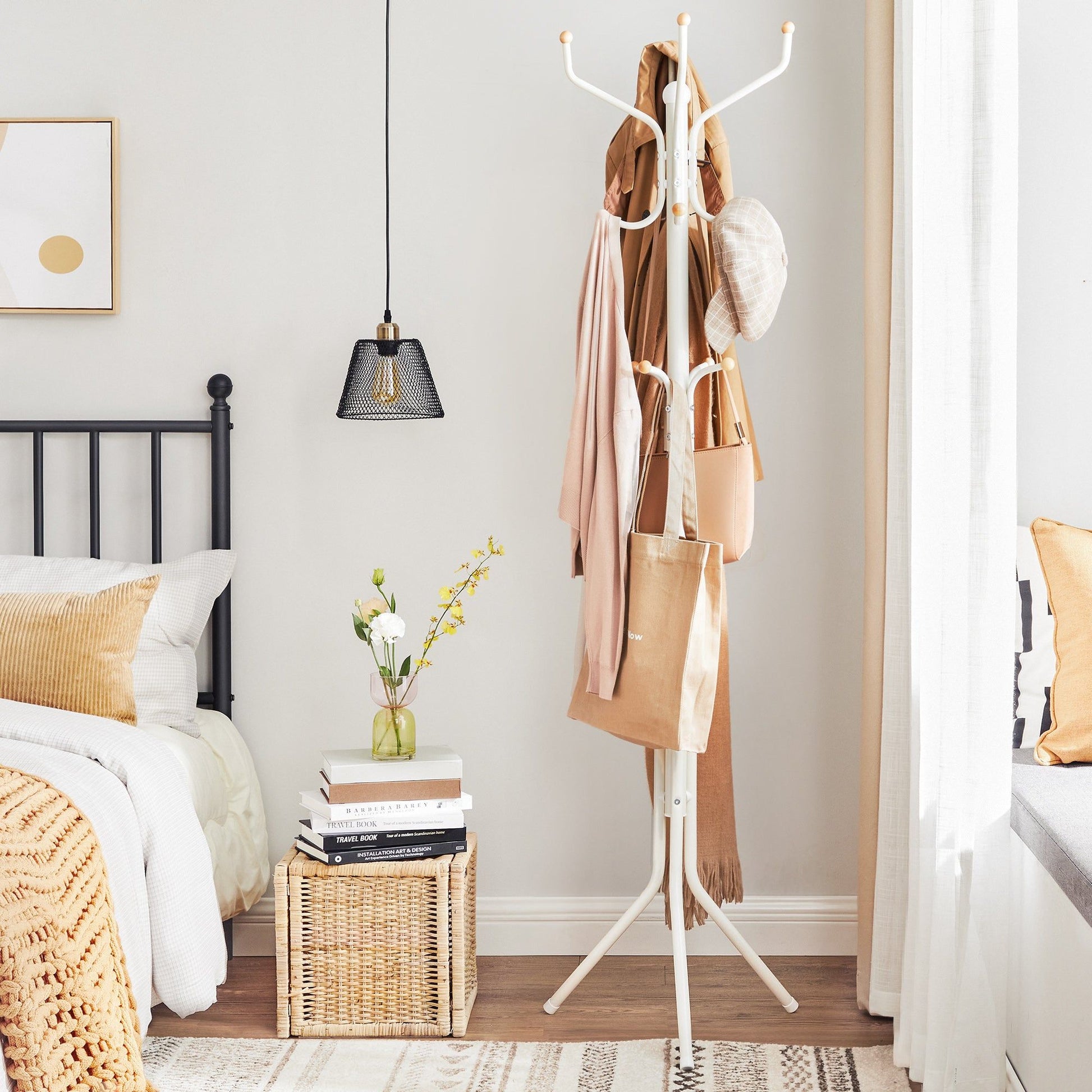 Metal Coat Rack ,White - Cosy Abode