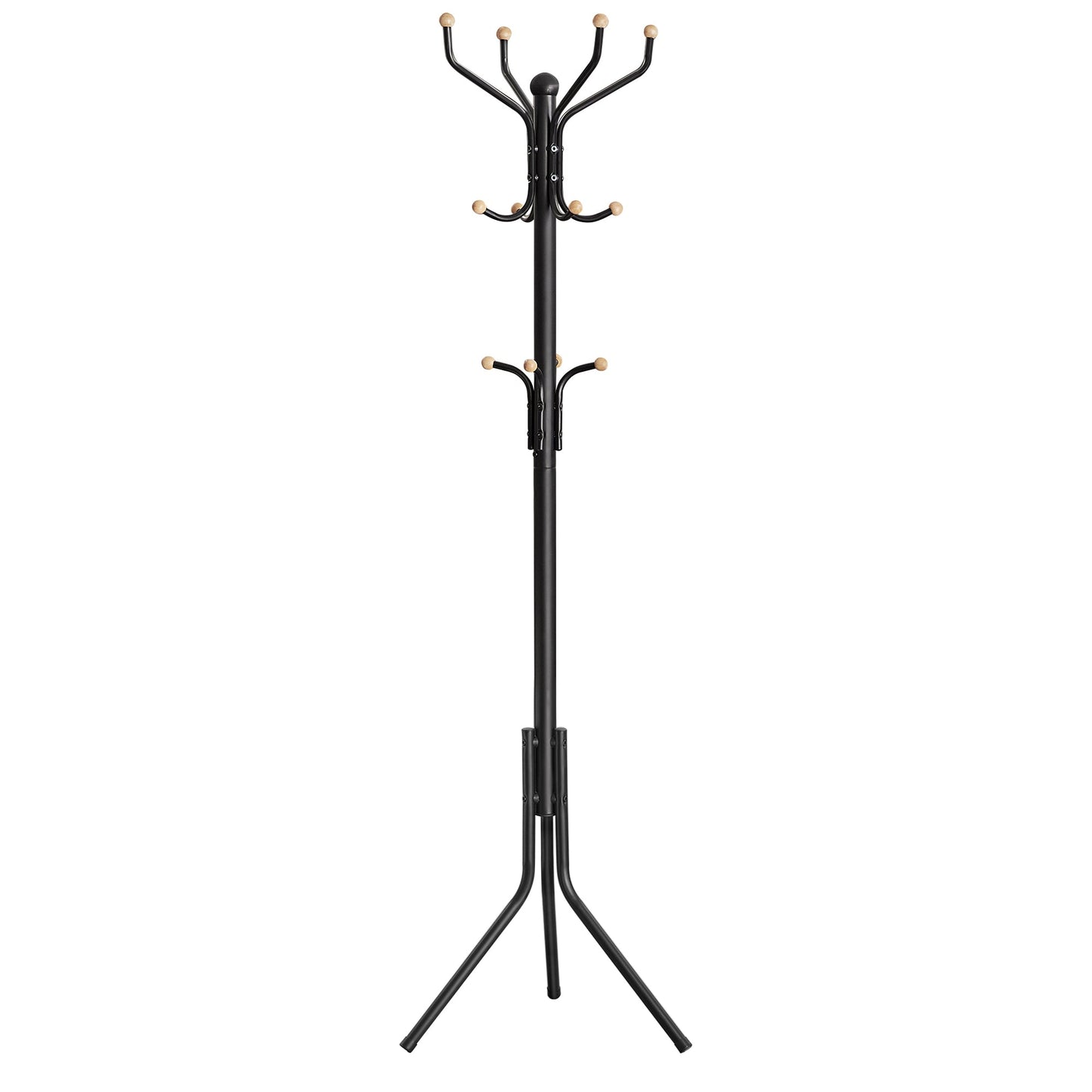 Black Metal Coat Rack, Hall Tree, 182cm Tall - Cosy Abode
