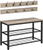 Industrial Design Entryway Shoe Rack with Coat Hooks Organizer (Grey) - Cosy Abode