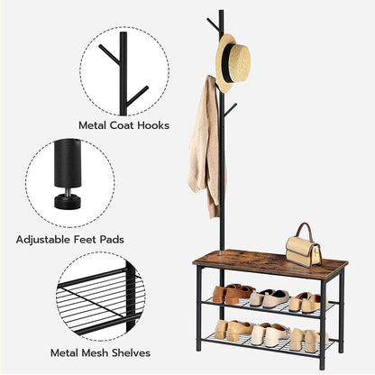 Multifunctional Entryway Coat Rack Shoe Bench for Living Room and Bedroom - Cosy Abode