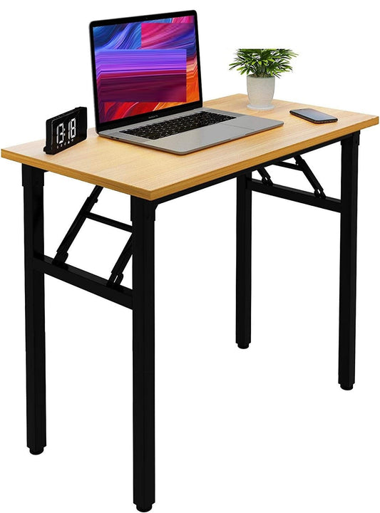 Sturdy and Heavy Duty Foldable Office Computer Desk (Teak, 80cm) - Cosy Abode