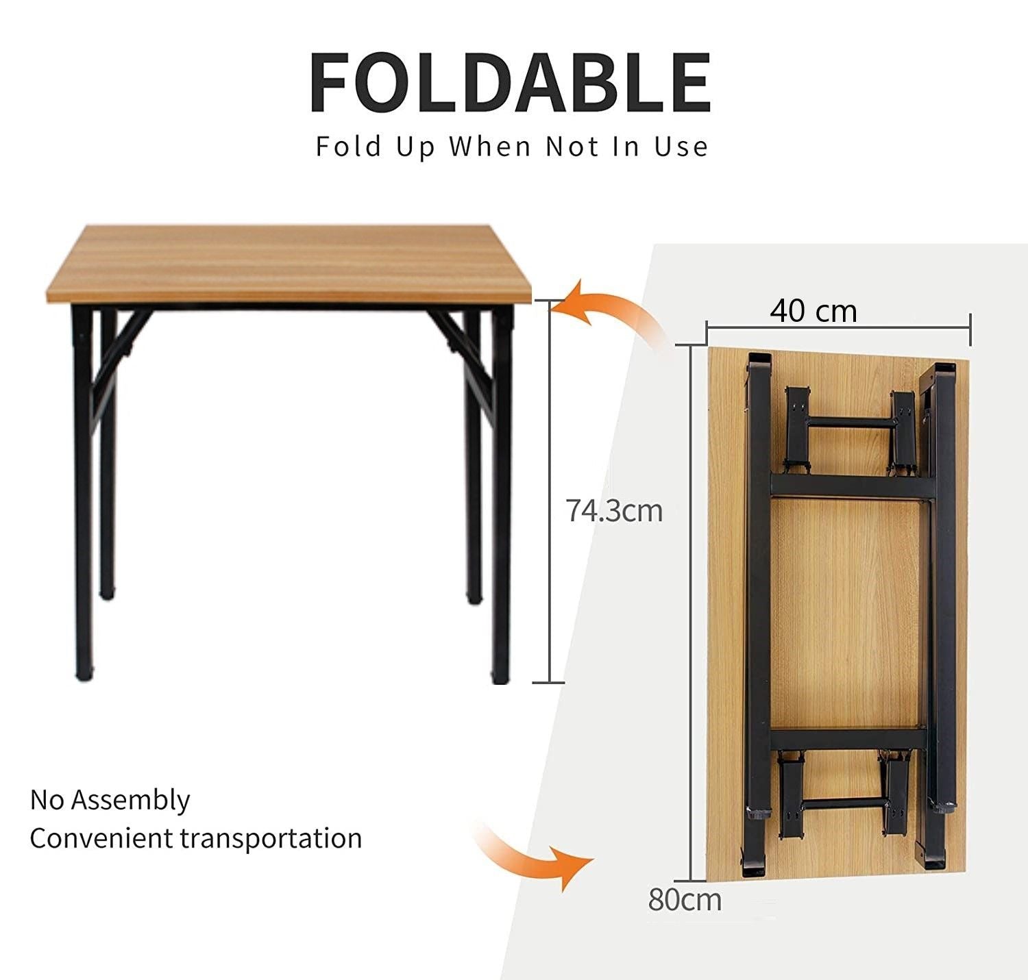 Sturdy and Heavy Duty Foldable Office Computer Desk (Teak, 80cm) - Cosy Abode