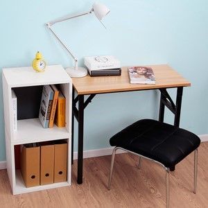 Sturdy and Heavy Duty Foldable Office Computer Desk (Teak, 80cm) - Cosy Abode