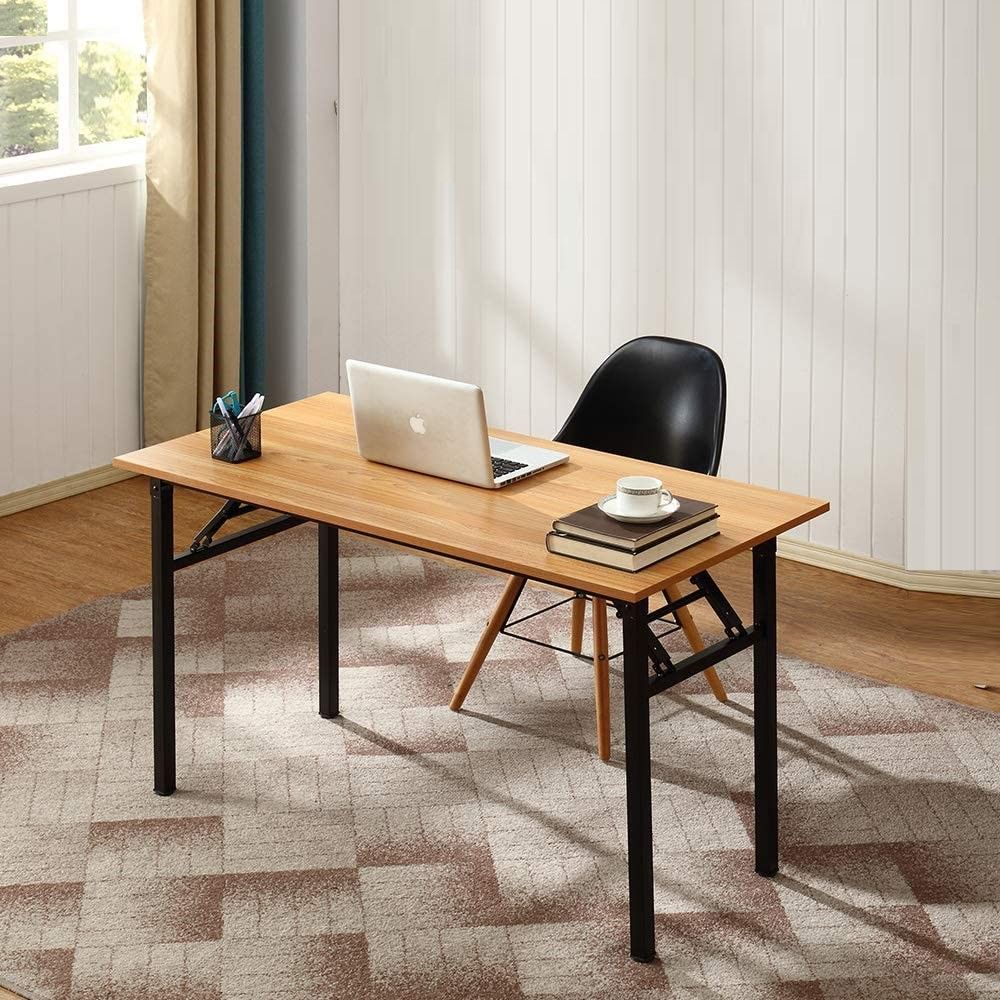 Sturdy and Heavy Duty Foldable Office Computer Desk (Black, 120cm) - Cosy Abode