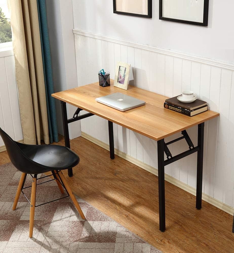 Sturdy and Heavy Duty Foldable Office Computer Desk (Black, 120cm) - Cosy Abode