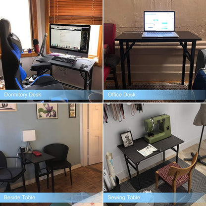 Sturdy and Heavy Duty Foldable Office Computer Desk (Walnut, 80cm) - Cosy Abode