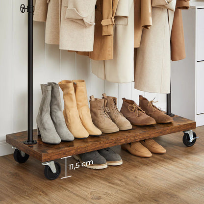 Industrial Pipe Rolling Garment Rack Shoe Shelf - Cosy Abode
