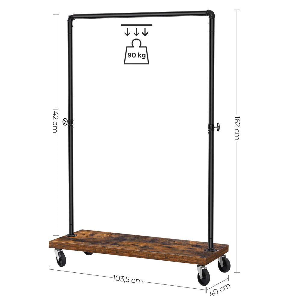 Industrial Pipe Rolling Garment Rack Shoe Shelf - Cosy Abode