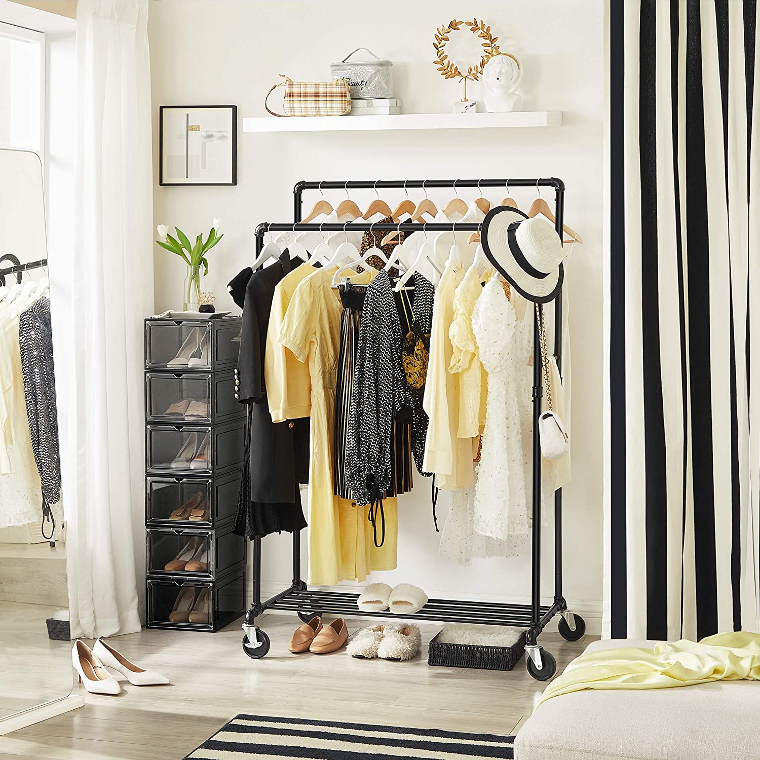 Industrial Pipe Clothes Rack Wheels , 110Kg load - Cosy Abode