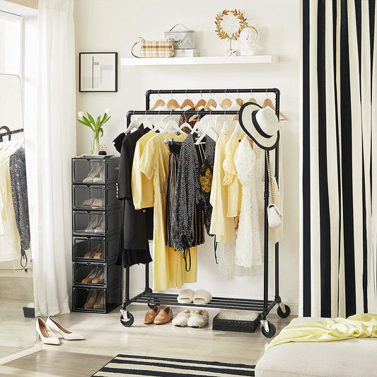 Industrial Pipe Clothes Rack Wheels , 110Kg load - Cosy Abode
