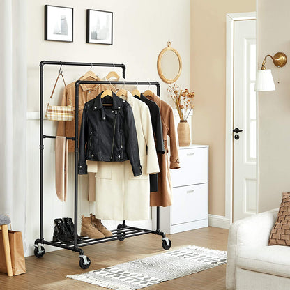 Industrial Pipe Clothes Rack Wheels , 110Kg load - Cosy Abode