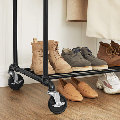 Industrial Pipe Clothes Rack Wheels , 110Kg load - Cosy Abode