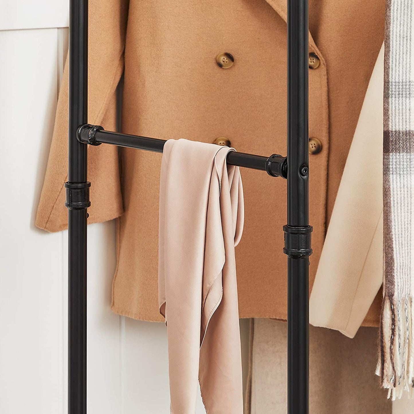 Industrial Pipe Clothes Rack Wheels , 110Kg load - Cosy Abode