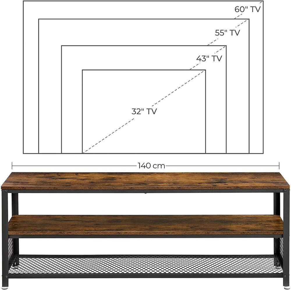 Industrial TV Cabinet Sturdy Wooden Entertainment Unit - Cosy Abode