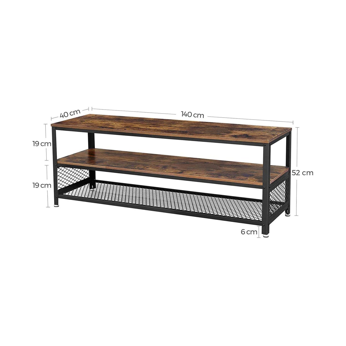 Industrial TV Cabinet Sturdy Wooden Entertainment Unit - Cosy Abode