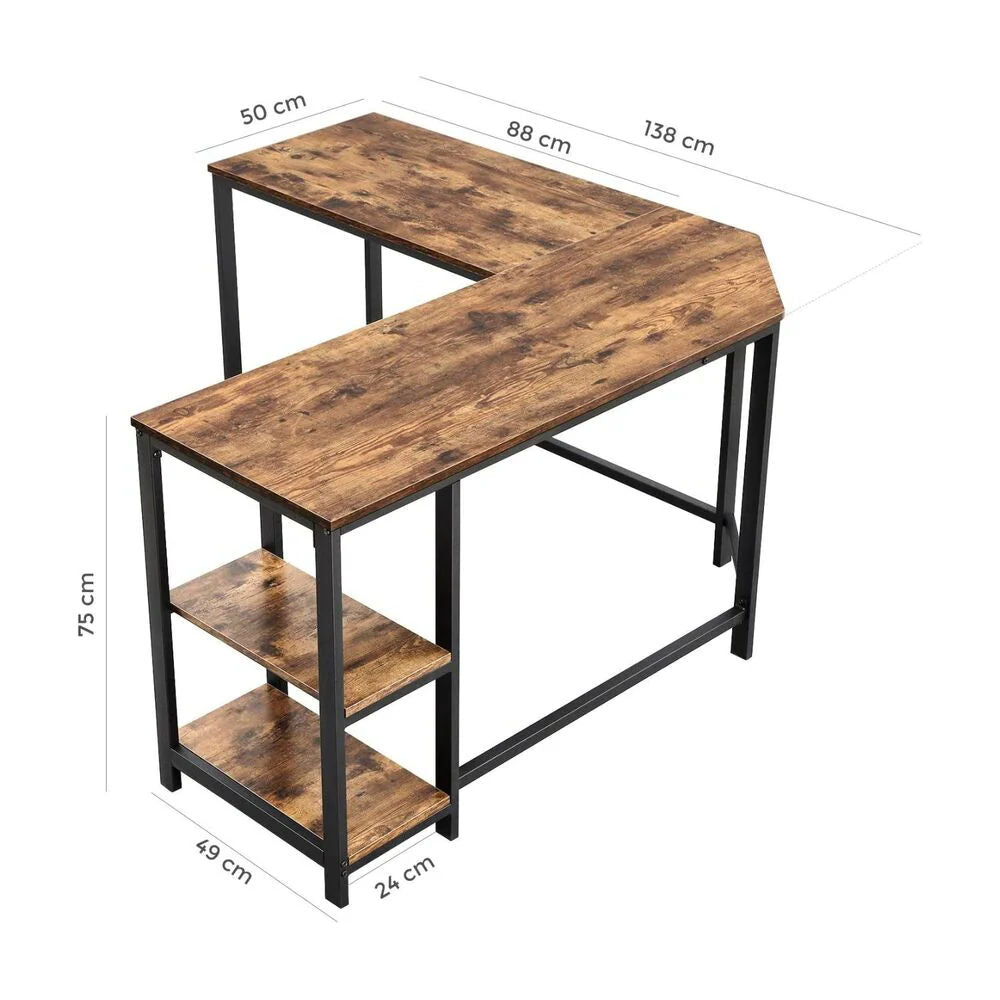 L-Shaped Desk with Shelves - Cosy Abode