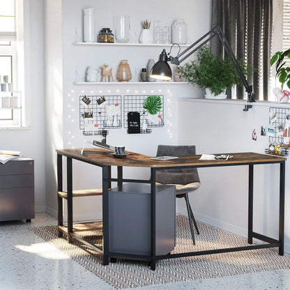 L-Shaped Desk with Shelves - Cosy Abode