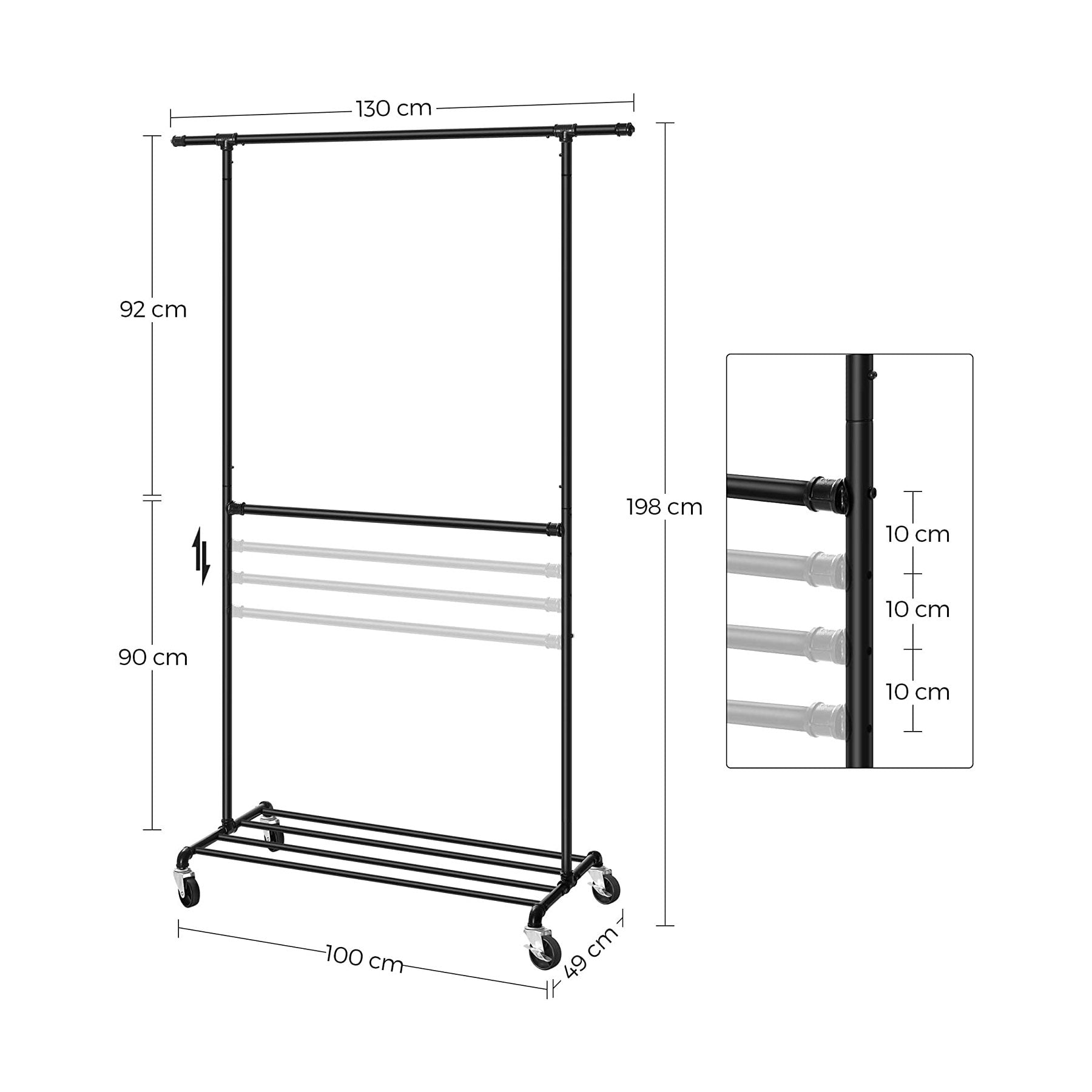 Industrial Clothes Rack - Cosy Abode